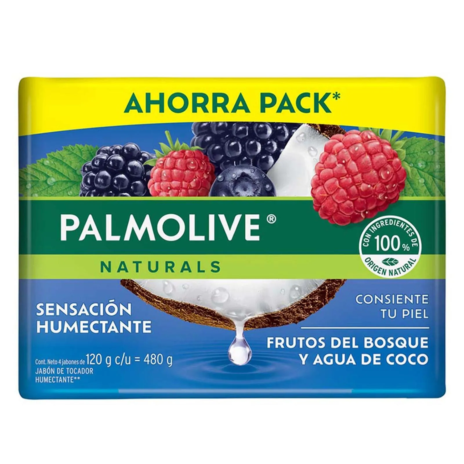 Jabón de Tocador Palmolive Naturals Frutos y Agua de Coco 4x120g