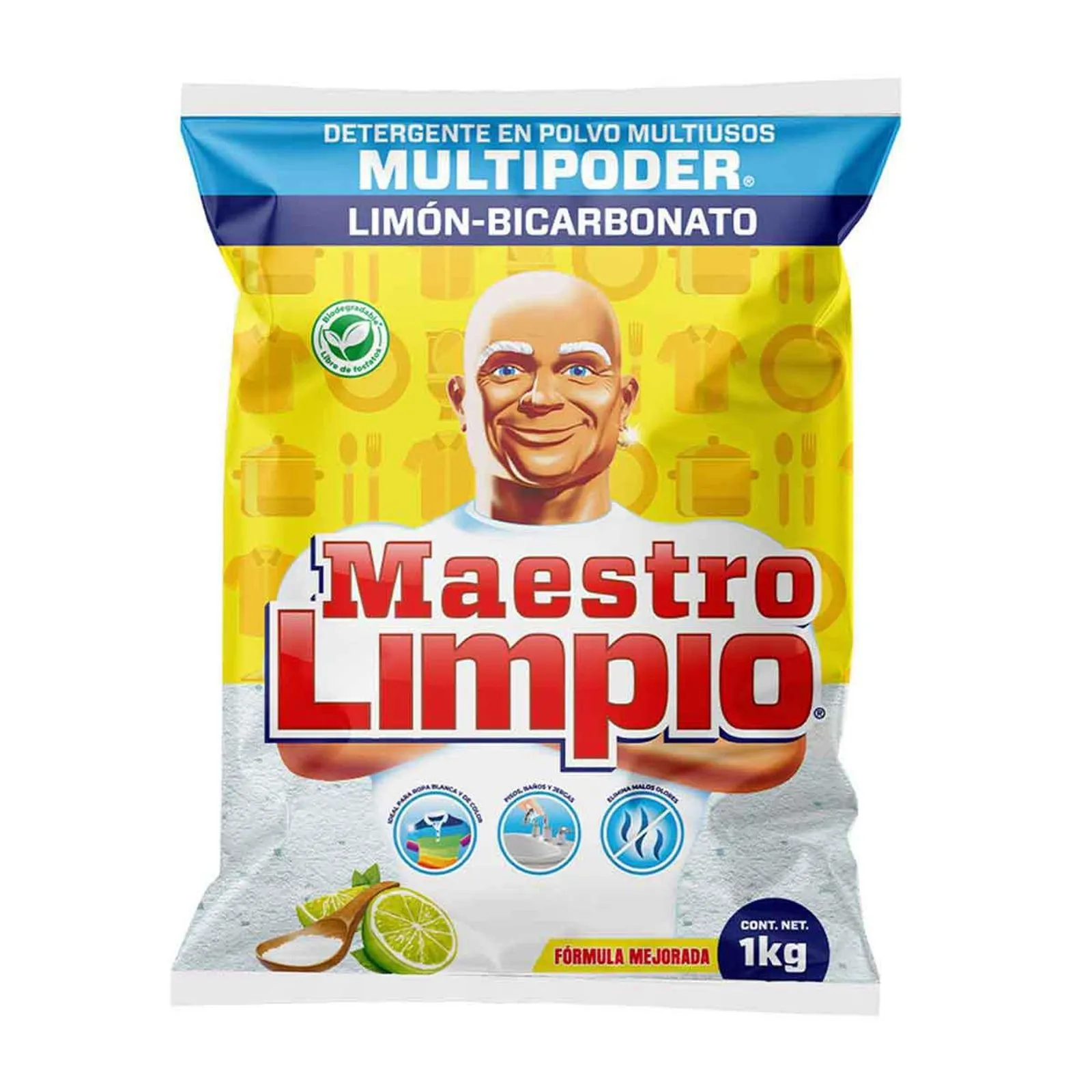Detergente En Polvo Multiusos Maestro Limpio 1Kg