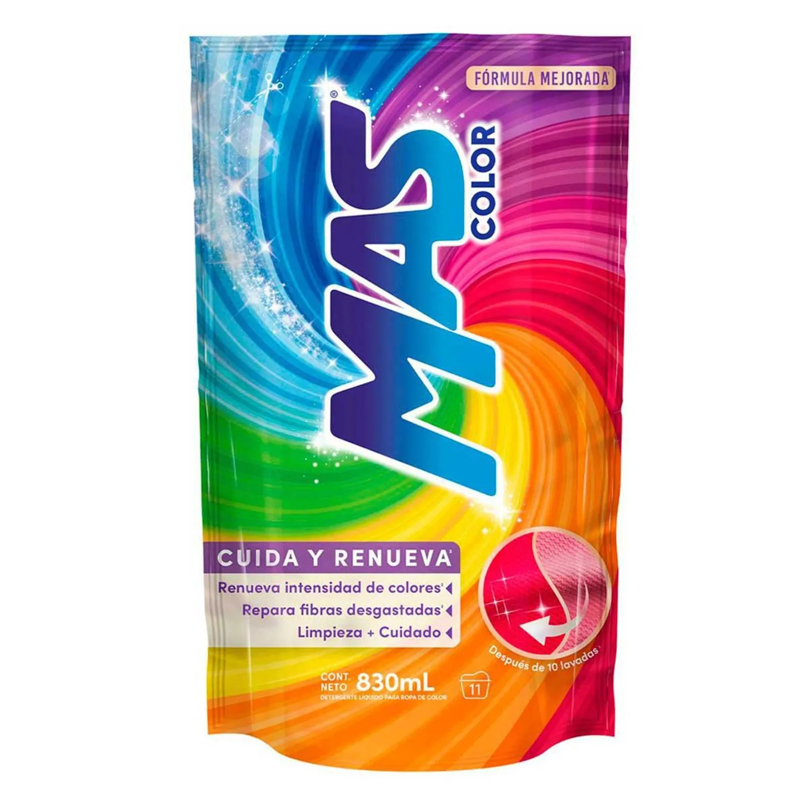 Detergente Líquido MAS Color 830 ml