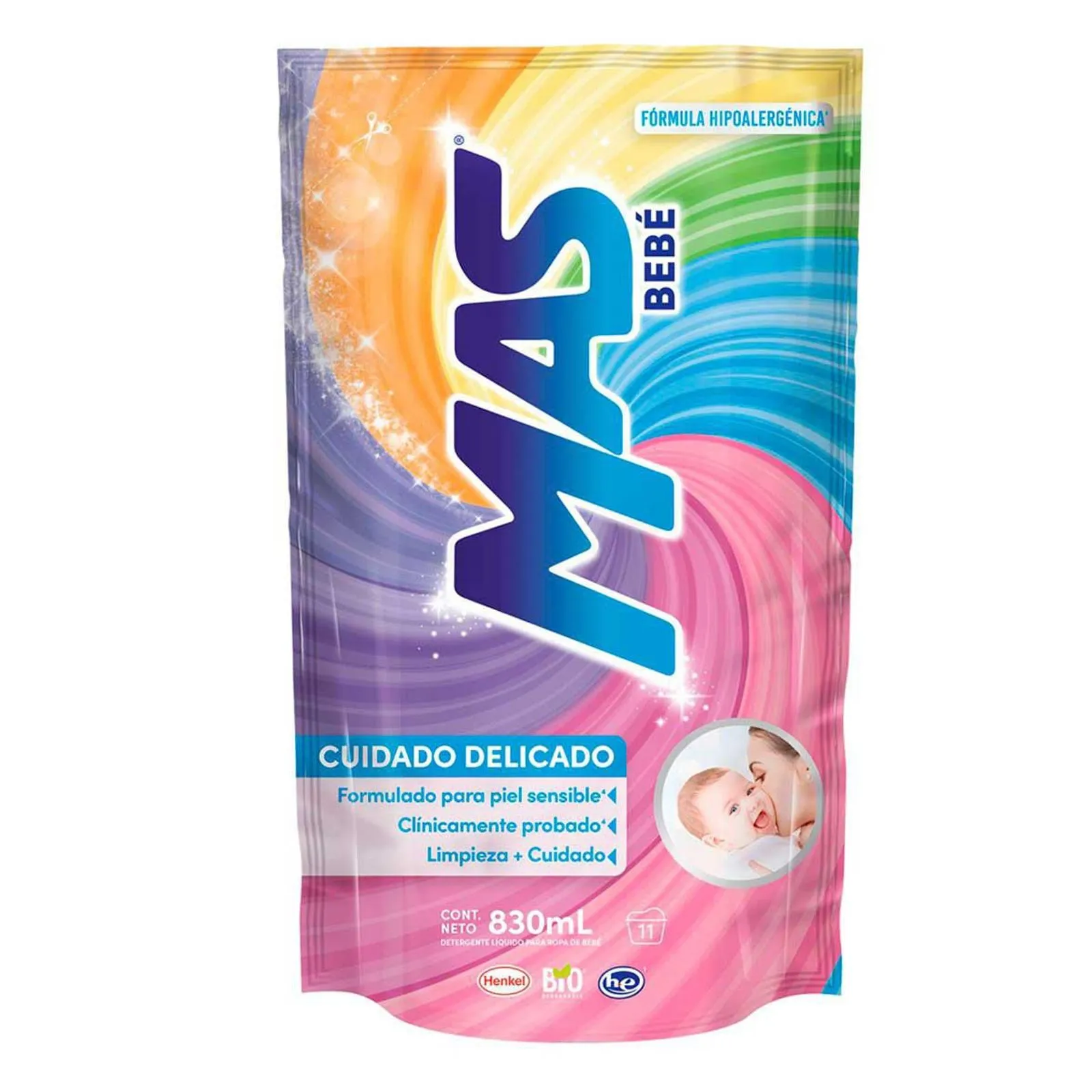 Detergente Líquido MAS Bebé 830 ml