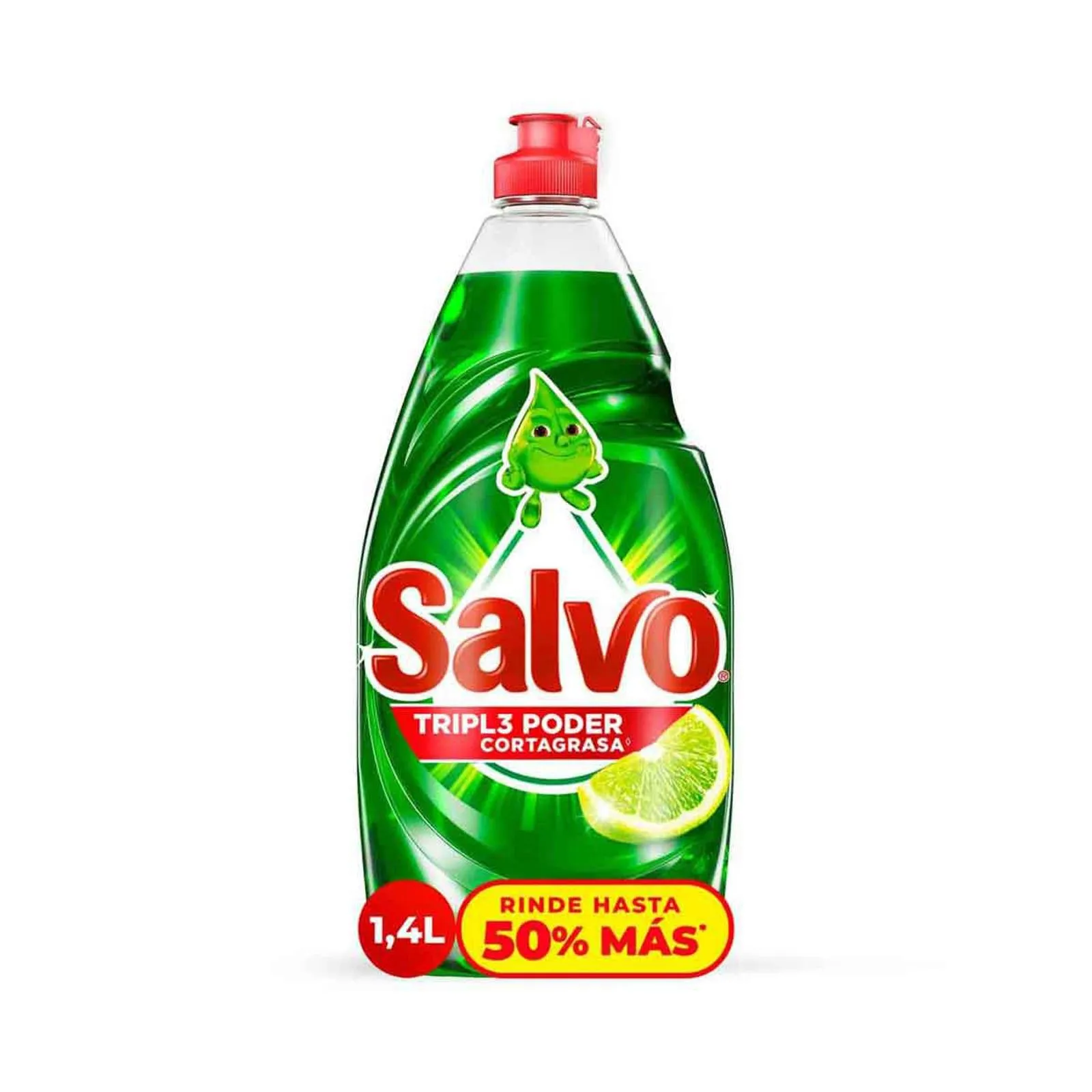 Jabón Líquido para Trastes Salvo Limón Remueve Grasa, Rinde hasta 50% Más*, 1.4L