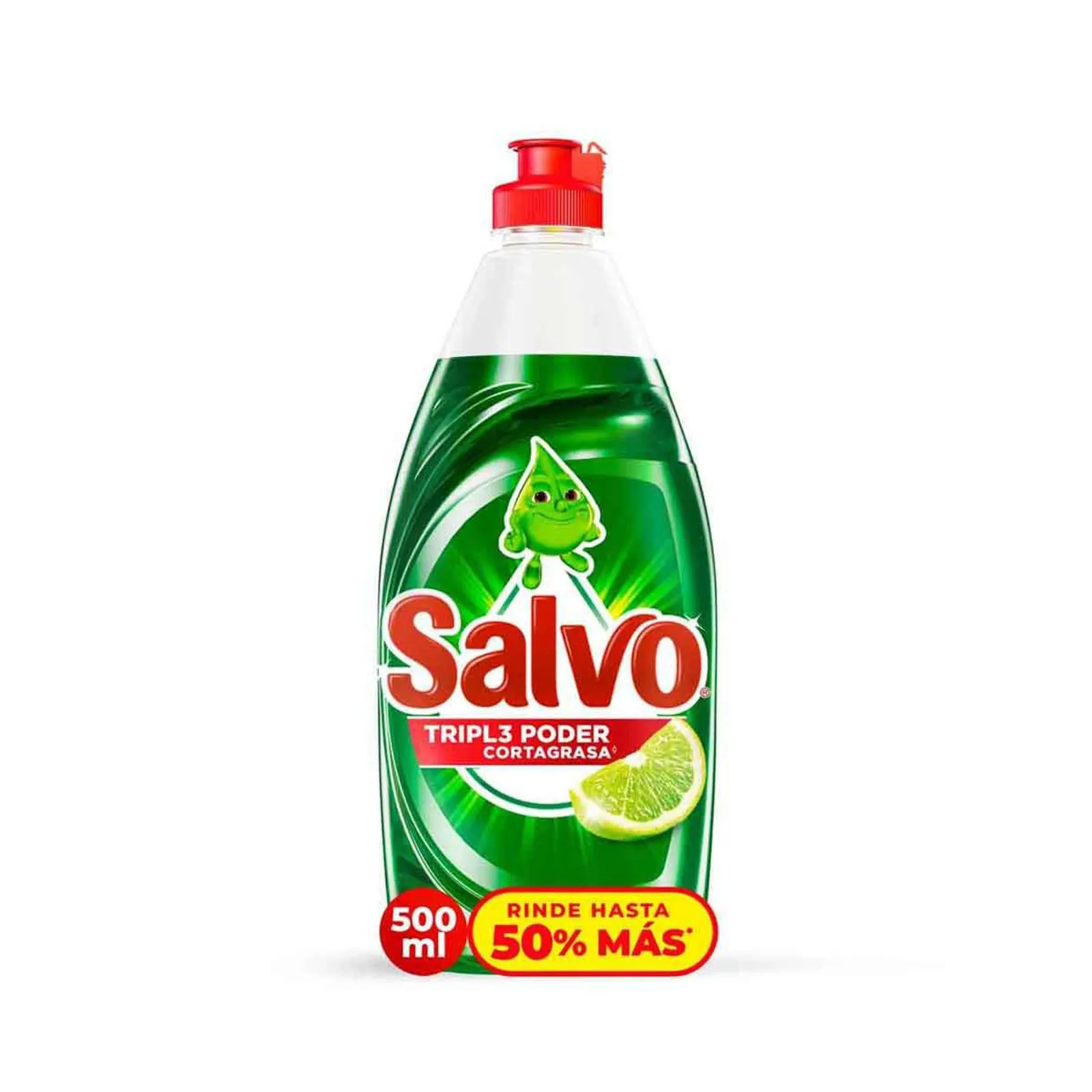 Jabón Líquido para Trastes Salvo Limón Remueve Grasa, Rinde hasta 50% Más*, 500ml