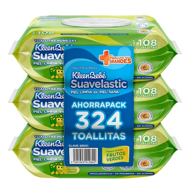 Toallitas húmedas para bebé KleenBebé Suavelastic frutos verdes 324 piezas